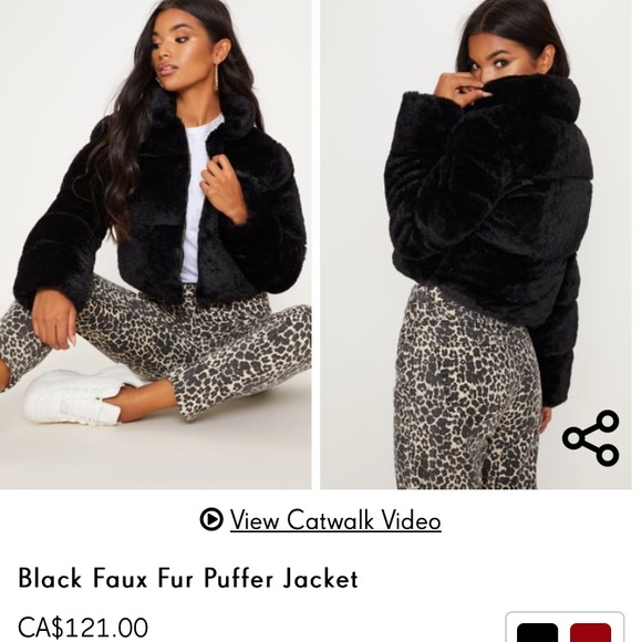 PrettyLittleThing Jackets & Blazers - Black faux fur puffer jacket